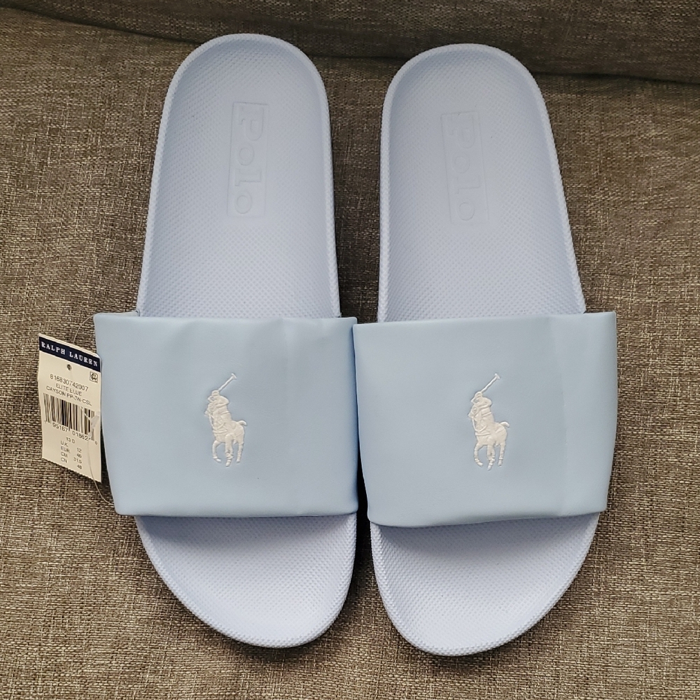 POLO RALPH LAUREN CAYSON MEN'S SLIDES COLOR ELITE BLUE SIZE 13D